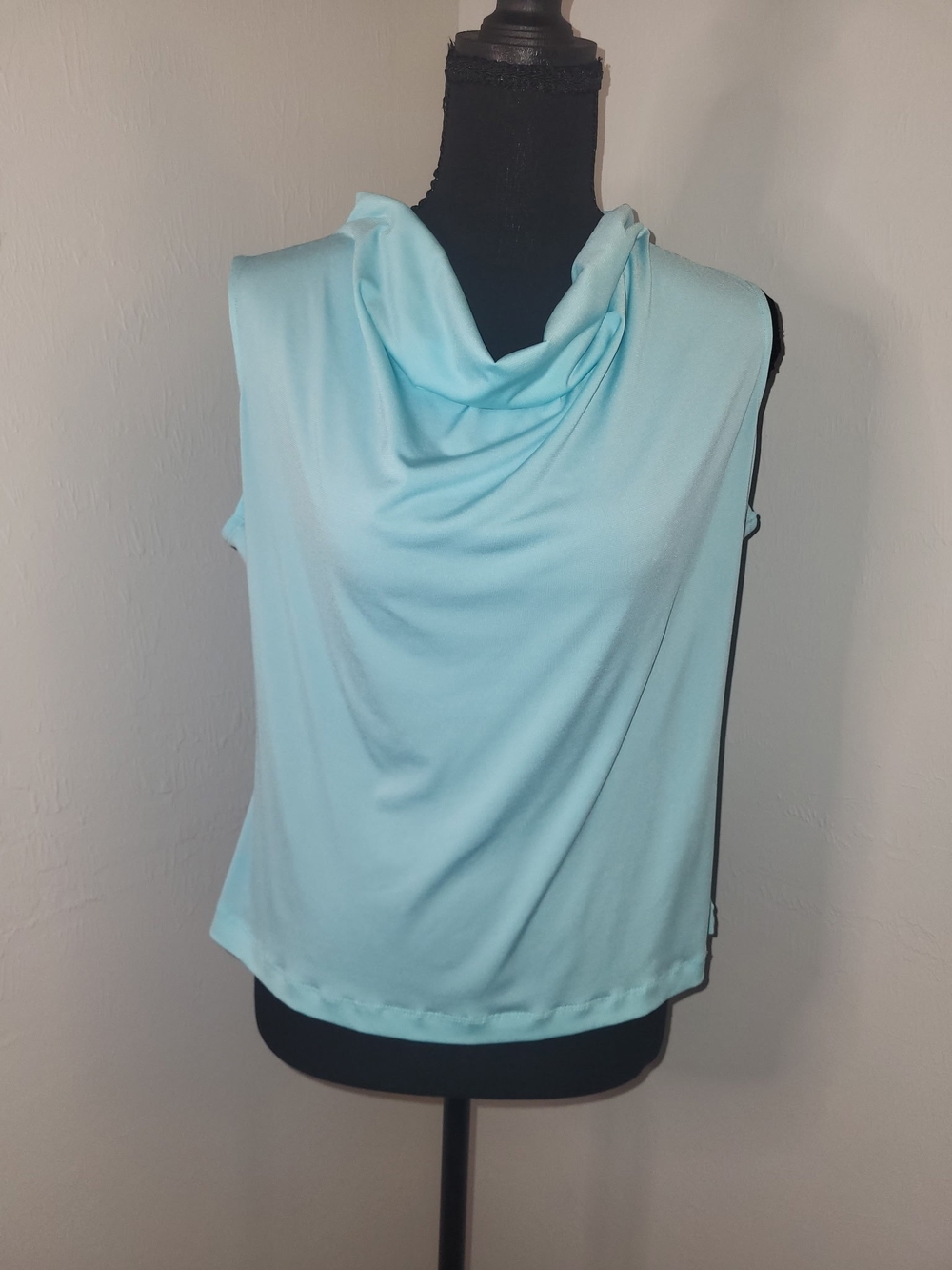 Nue Options Sleeveless Cowl Neck Tank - Aqua Blue